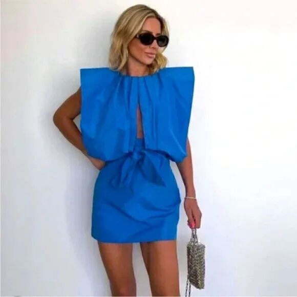 BLOGGERS FAV ZARA NWT VOLUMINOUS TOP DRESS LIMITED EDITION BLUE - Picture 5 of 14